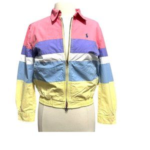 Women's Polo Ralph Lauren Retro Poplin Multi Color Cotton Jacket size SMALL